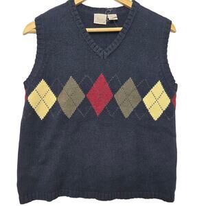NWT Fiorelini Womens Vintage 90s Y2K Academia Preppy Knit Argyle Sweater Vest M